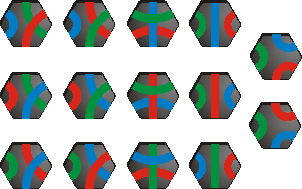 14 plo��ic ima rde�e, modre in zelene poti