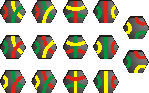 14 plo��ic ima rde�e, rumene in zelene poti